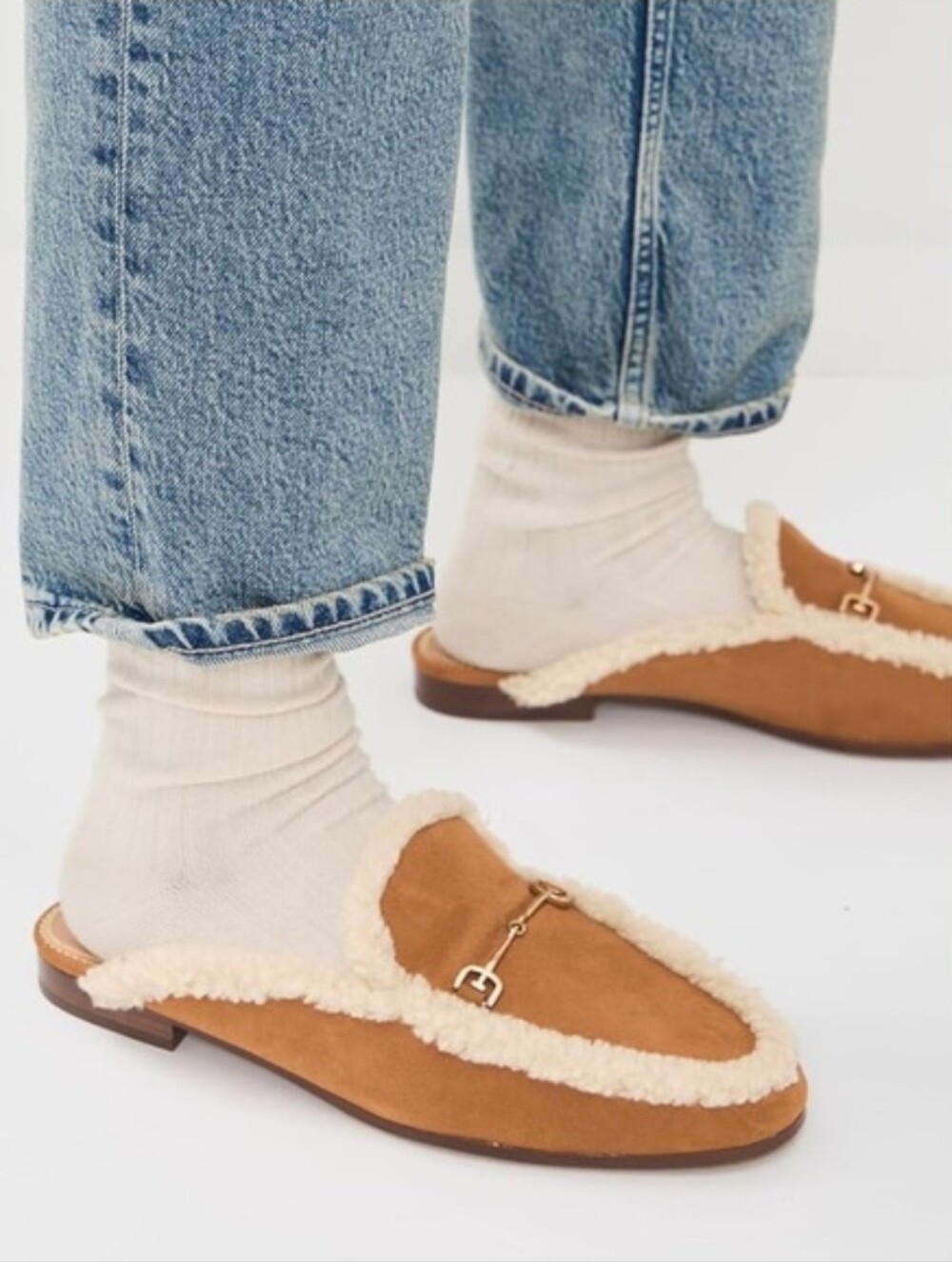 Sam Edelman - Linnie Cozy Faux Fur Trim Round Toe Slip On Mules Size 9.5